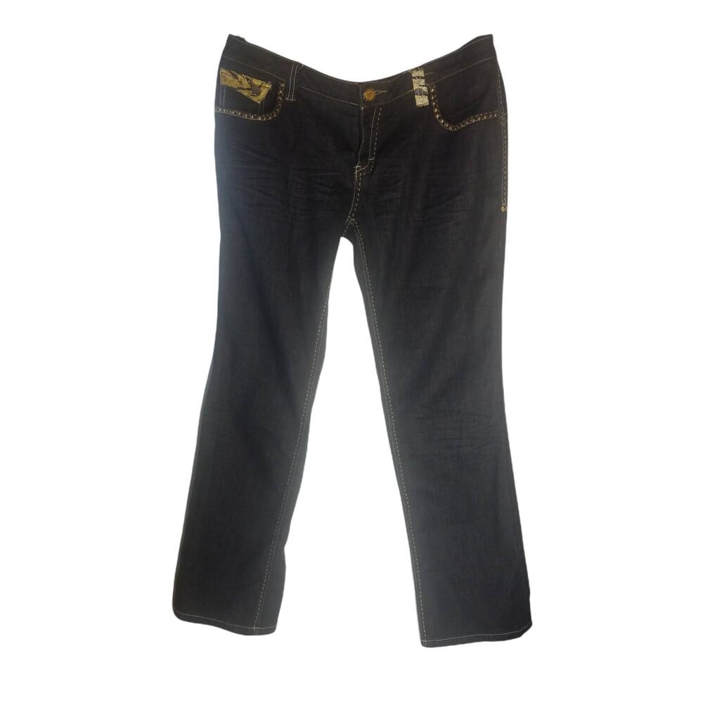 Coogi Women's Jeans Black With Metal Animal Accents  Size 17/18  L 33